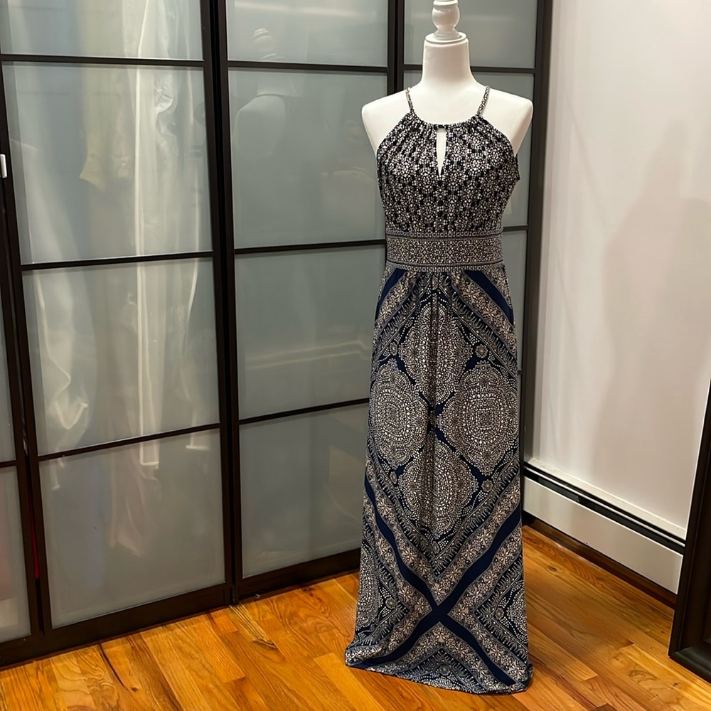 Blue Sleeveless Maxi Dress